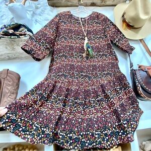 Prairie vibe mini floral boho dress w country shabby chic feel